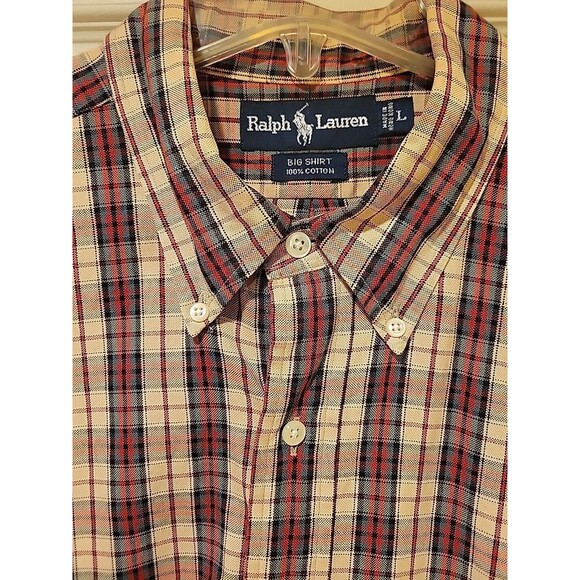 Large Polo Ralph Lauren Mens Multi Color Plaid Big Shirt Button Up - Picture 7 of 7